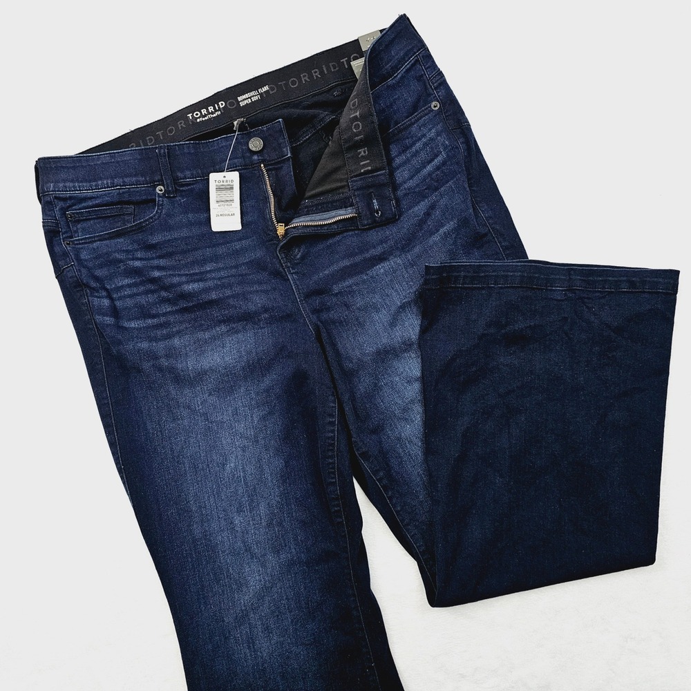 Torrid Bombshell Flare Jeans‎ Womens 24 Blue Dark Moon High Rise Super Soft